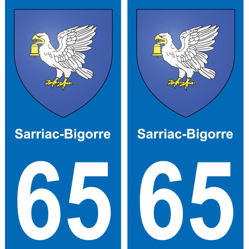 65 Sarriac-Bigorre sticker plate registration city