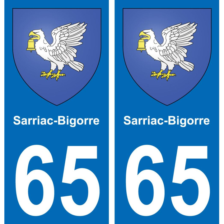 65 Sarriac-Bigorre sticker plate registration city