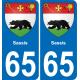65 Pau autocollant sticker plaque immatriculation auto ville