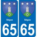 65 Pau autocollant sticker plaque immatriculation auto ville