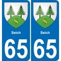 65 Pau autocollant sticker plaque immatriculation auto ville