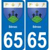 65 Pau autocollant sticker plaque immatriculation auto ville