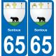 65 Sentous autocollant sticker plaque immatriculation auto ville
