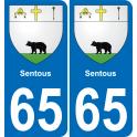 65 Pau autocollant sticker plaque immatriculation auto ville