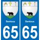 65 Sentous autocollant sticker plaque immatriculation auto ville