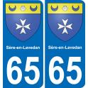 65 Sère-en-Lavedan autocollant sticker plaque immatriculation auto ville