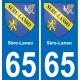 65 Sère-Lanso placa etiqueta de registro de la ciudad