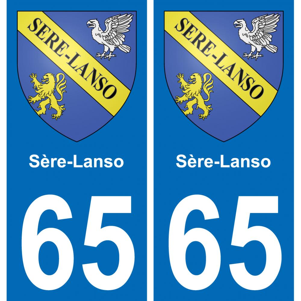 65 Sère-Lanso placa etiqueta de registro de la ciudad
