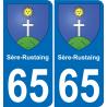 65 Sère-Rustaing autocollant sticker plaque immatriculation auto ville