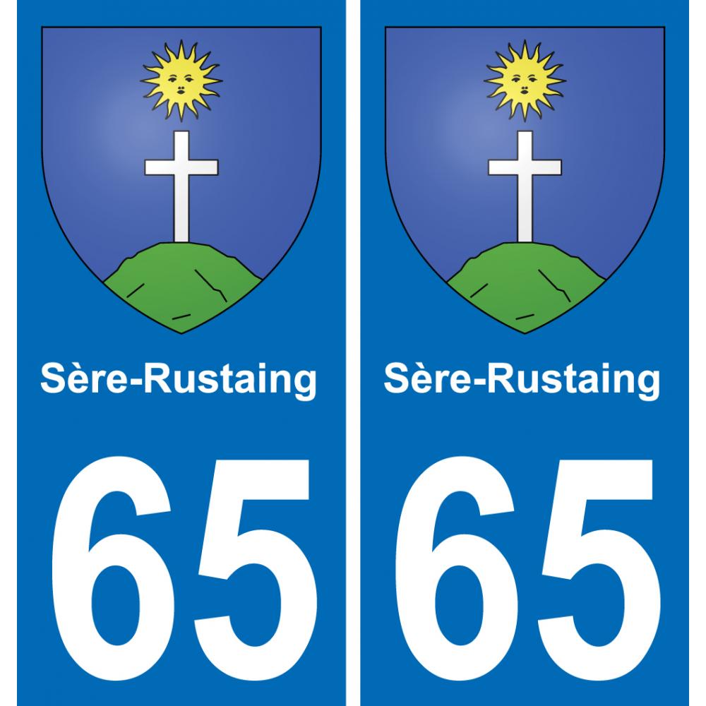 65 Sère-Rustaing placa etiqueta de registro de la ciudad