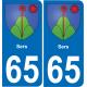 65 Pau autocollant sticker plaque immatriculation auto ville