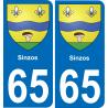 65 Pau autocollant sticker plaque immatriculation auto ville