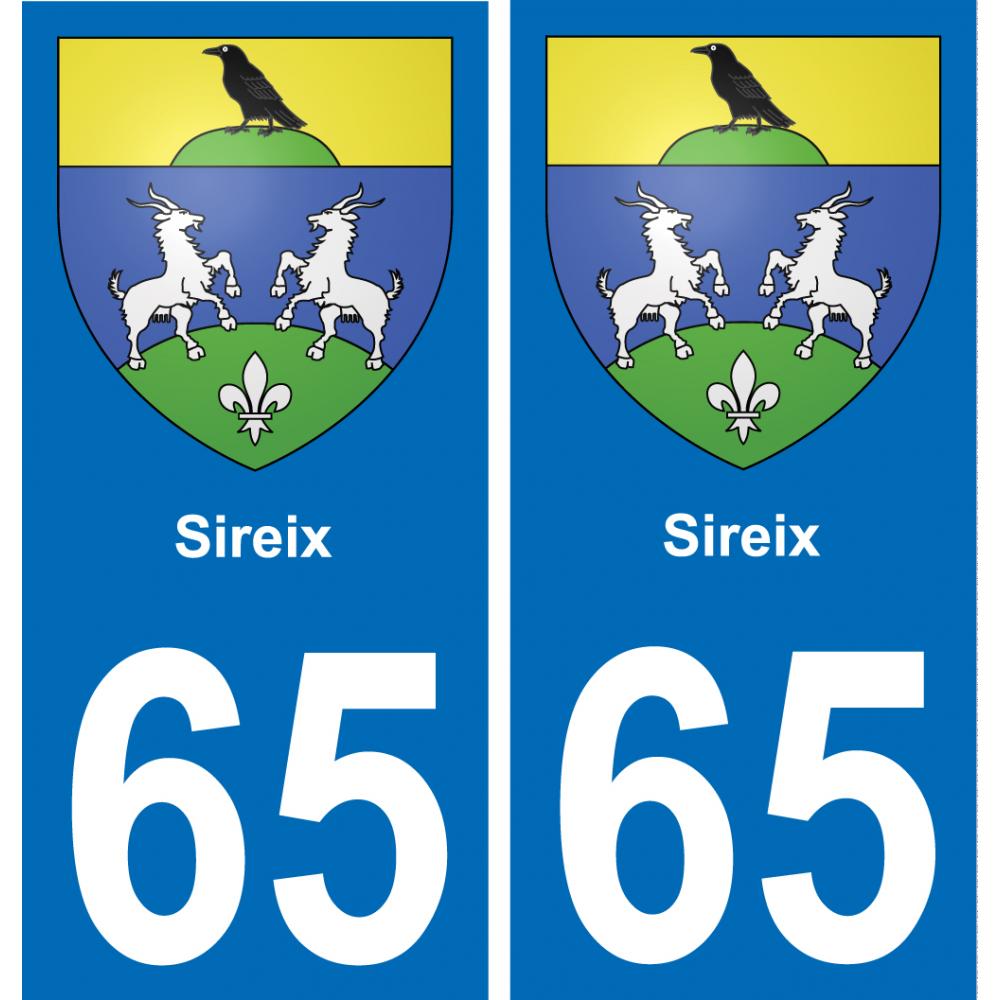 65 Sireix sticker plate registration city