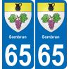 65 Sombrun autocollant sticker plaque immatriculation auto ville