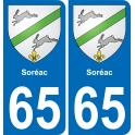 65 Pau autocollant sticker plaque immatriculation auto ville