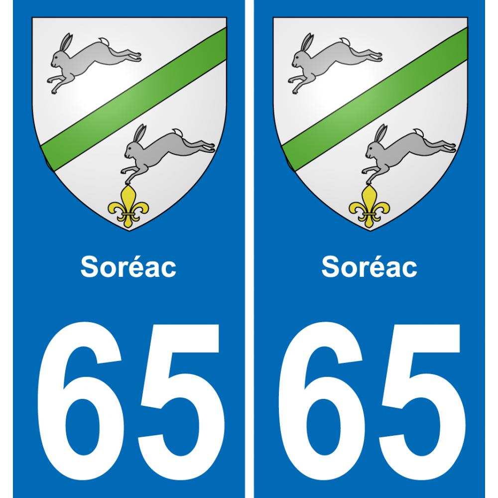 65 Soréac sticker plate registration city