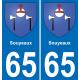 65 Souyeaux placa etiqueta de registro de la ciudad
