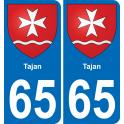 65 Tajan sticker plate registration city