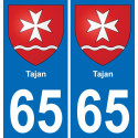 65 Pau autocollant sticker plaque immatriculation auto ville