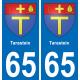 65 Pau autocollant sticker plaque immatriculation auto ville