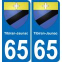 65 Tibiran-Jaunac sticker plate registration city