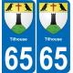 65 Pau autocollant sticker plaque immatriculation auto ville