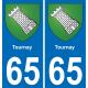 65 Tournay sticker plate registration city
