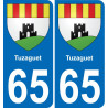 65 Tuzaguet autocollant sticker plaque immatriculation auto ville
