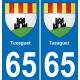 65 Pau autocollant sticker plaque immatriculation auto ville