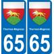 65 Thermes-Magnoac placa etiqueta de registro de la ciudad