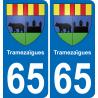 65 Tramezaïgues placa etiqueta de registro de la ciudad