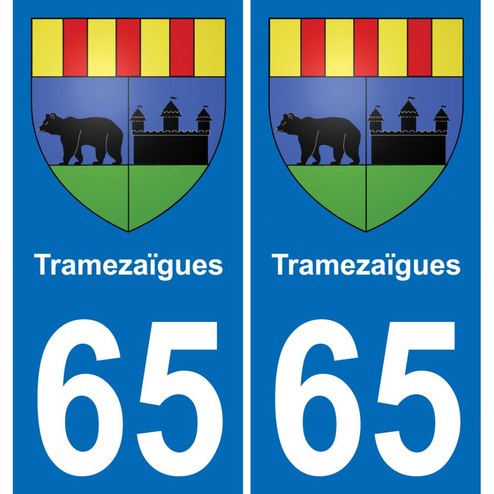 65 Tramezaïgues autocollant sticker plaque immatriculation auto ville