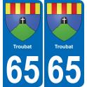 65 Pau autocollant sticker plaque immatriculation auto ville