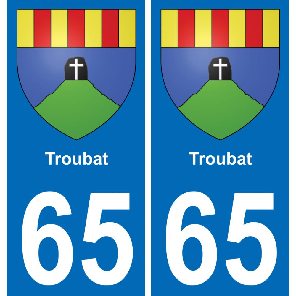 65 Pau autocollant sticker plaque immatriculation auto ville