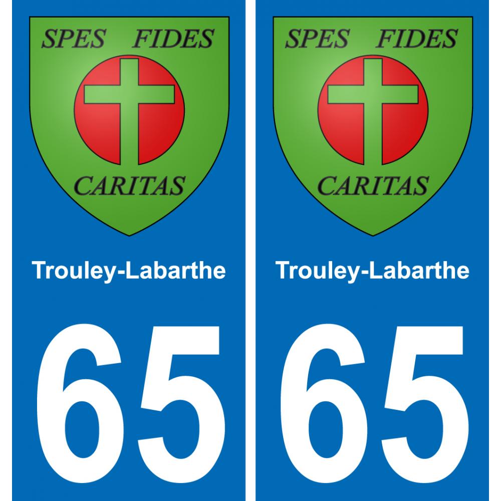 65 Trouley-Labarthe placa etiqueta de registro de la ciudad