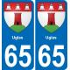 65 Pau autocollant sticker plaque immatriculation auto ville