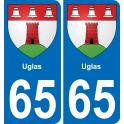 65 Pau autocollant sticker plaque immatriculation auto ville