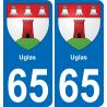 65 Uglas placa etiqueta de registro de la ciudad