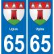 65 Pau autocollant sticker plaque immatriculation auto ville