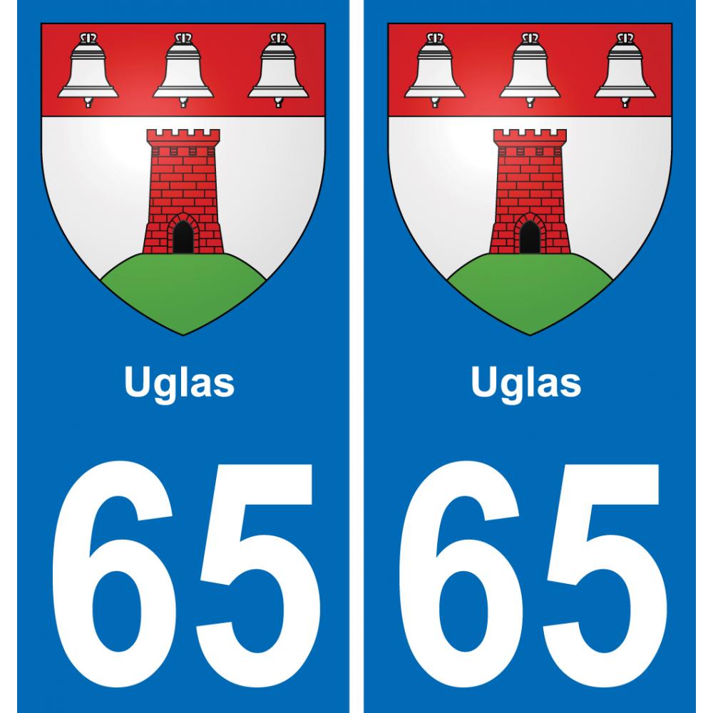 65 Pau autocollant sticker plaque immatriculation auto ville