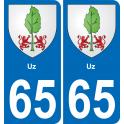 65 Pau autocollant sticker plaque immatriculation auto ville