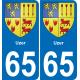 65 Uzer autocollant sticker plaque immatriculation auto ville