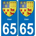 65 Uzer placa etiqueta de registro de la ciudad