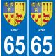 65 Uzer placa etiqueta de registro de la ciudad