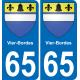 65 Pau autocollant sticker plaque immatriculation auto ville