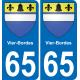 65 Vier-Bordes sticker plate registration city