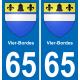 65 Pau autocollant sticker plaque immatriculation auto ville
