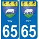 65 Pau autocollant sticker plaque immatriculation auto ville