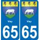 65 Viey sticker plate registration city