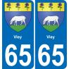 65 Viey placa etiqueta de registro de la ciudad